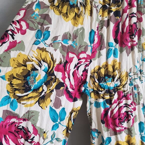 Band of Gypsies Multicolored Romper Pants Short Sleeve Smocking Jumpsuit Size M - Picture 9 of 10